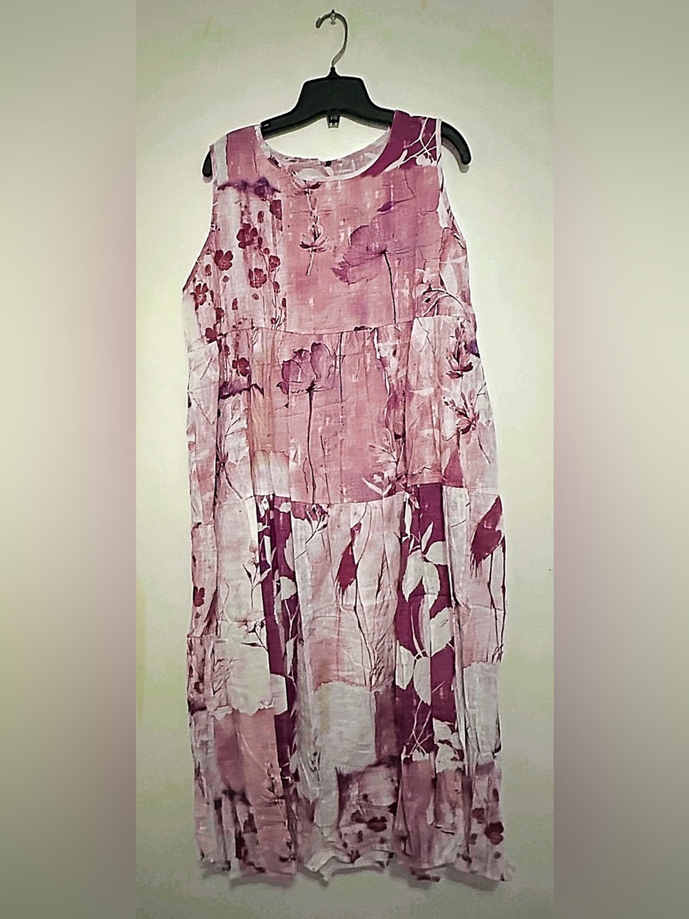 Pink Floral Tiered Maxi Dress